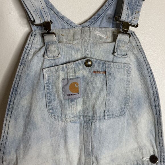Carhartt Overalls ladies 28x32 Denim Distressed Workwear Utility Painter - Picture 8 of 14